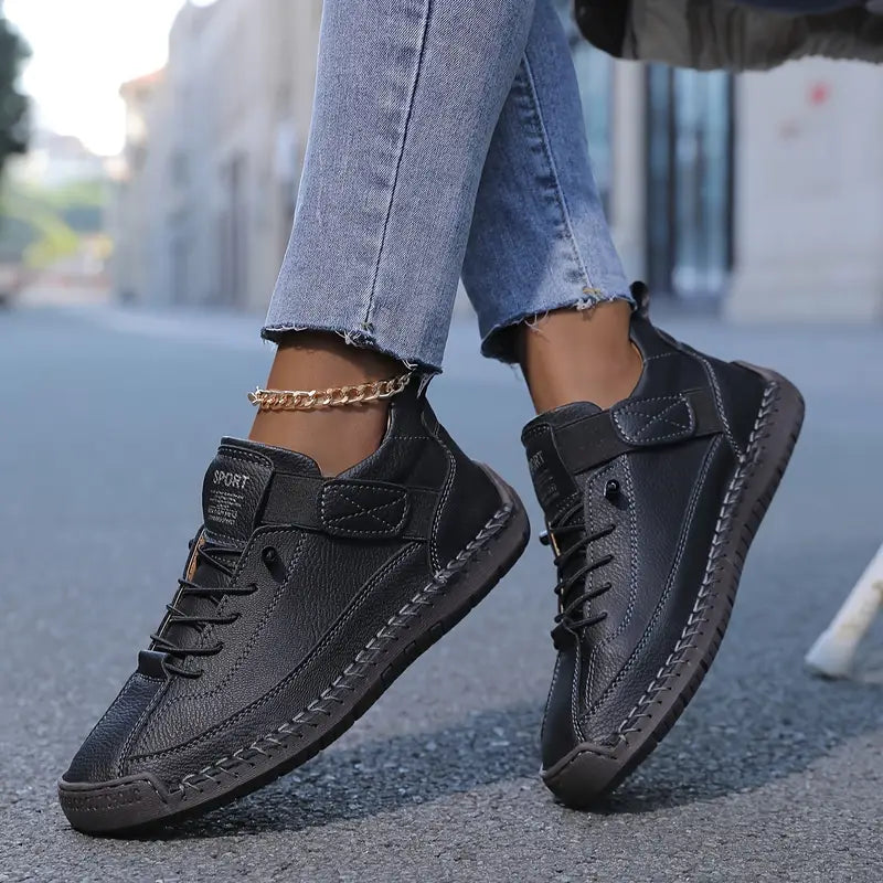 Women's Breathable Leather Slip-On Sneakers
