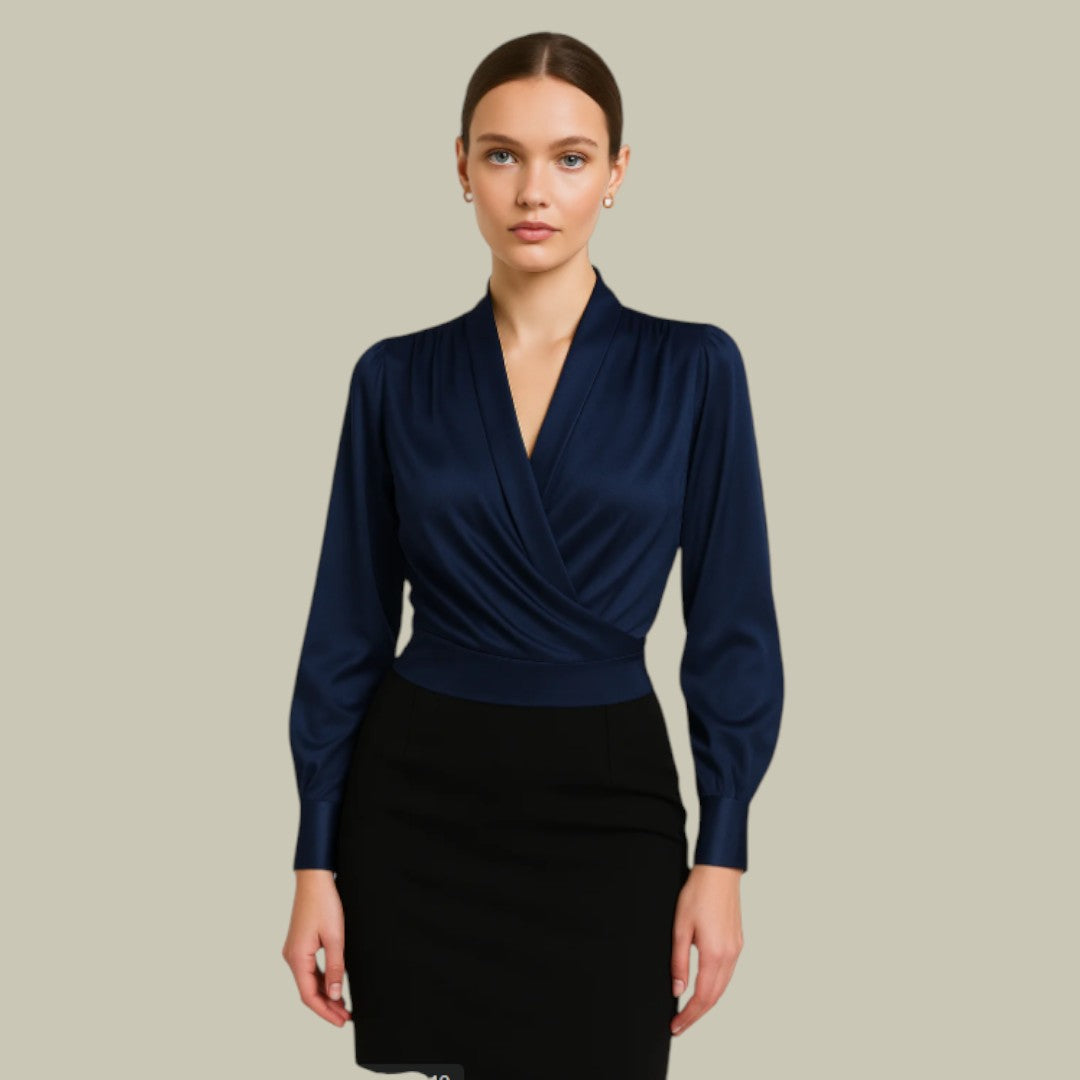 Women's V-Neck Wrap Blouse | Tailored Elegant Top