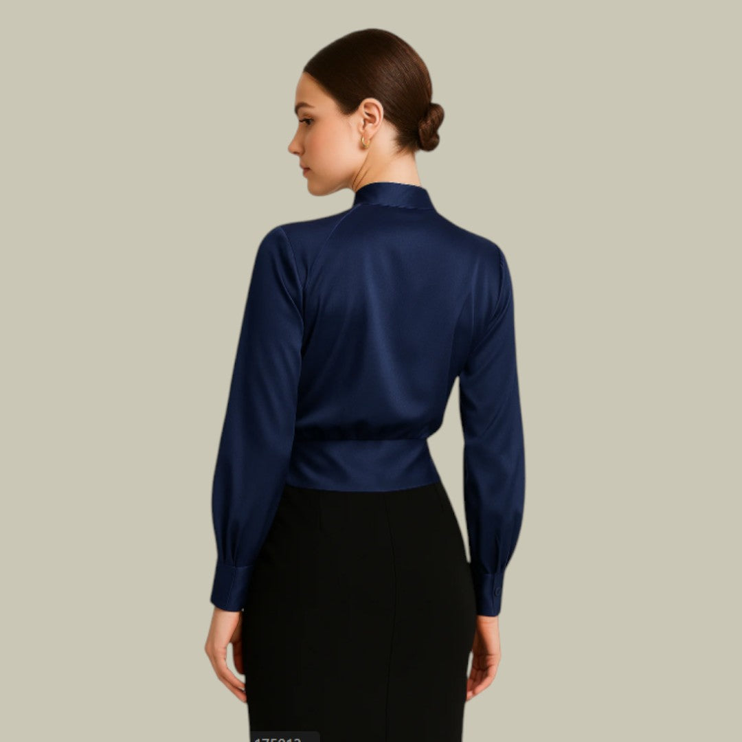 Women's V-Neck Wrap Blouse | Tailored Elegant Top