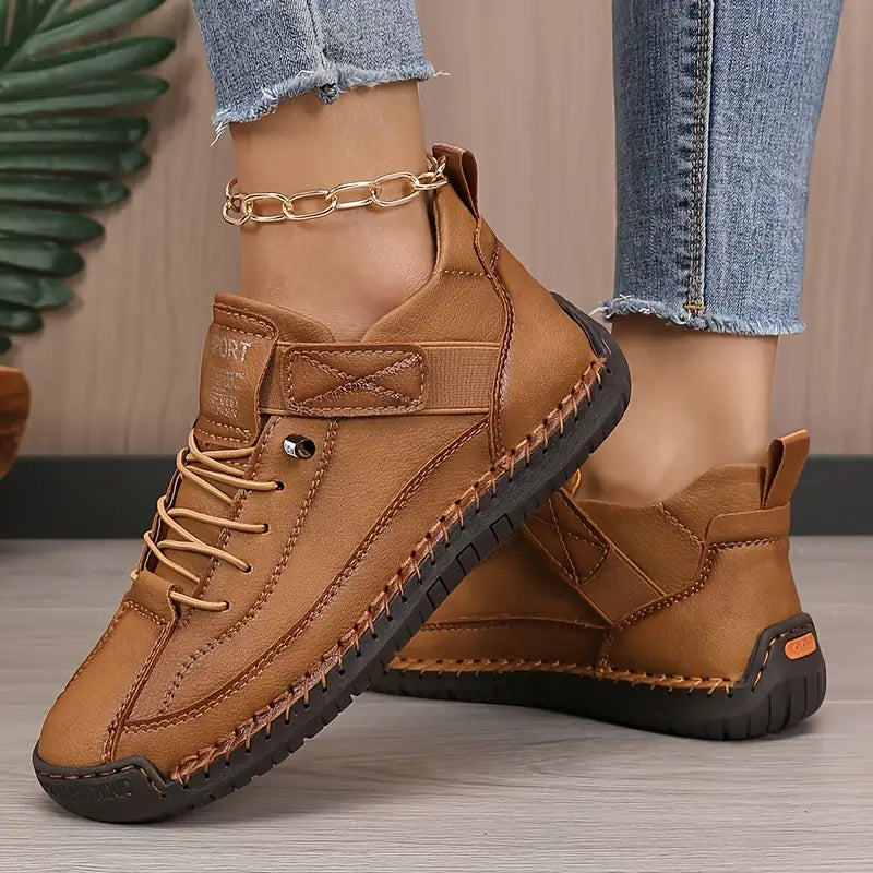 Women's Breathable Leather Slip-On Sneakers