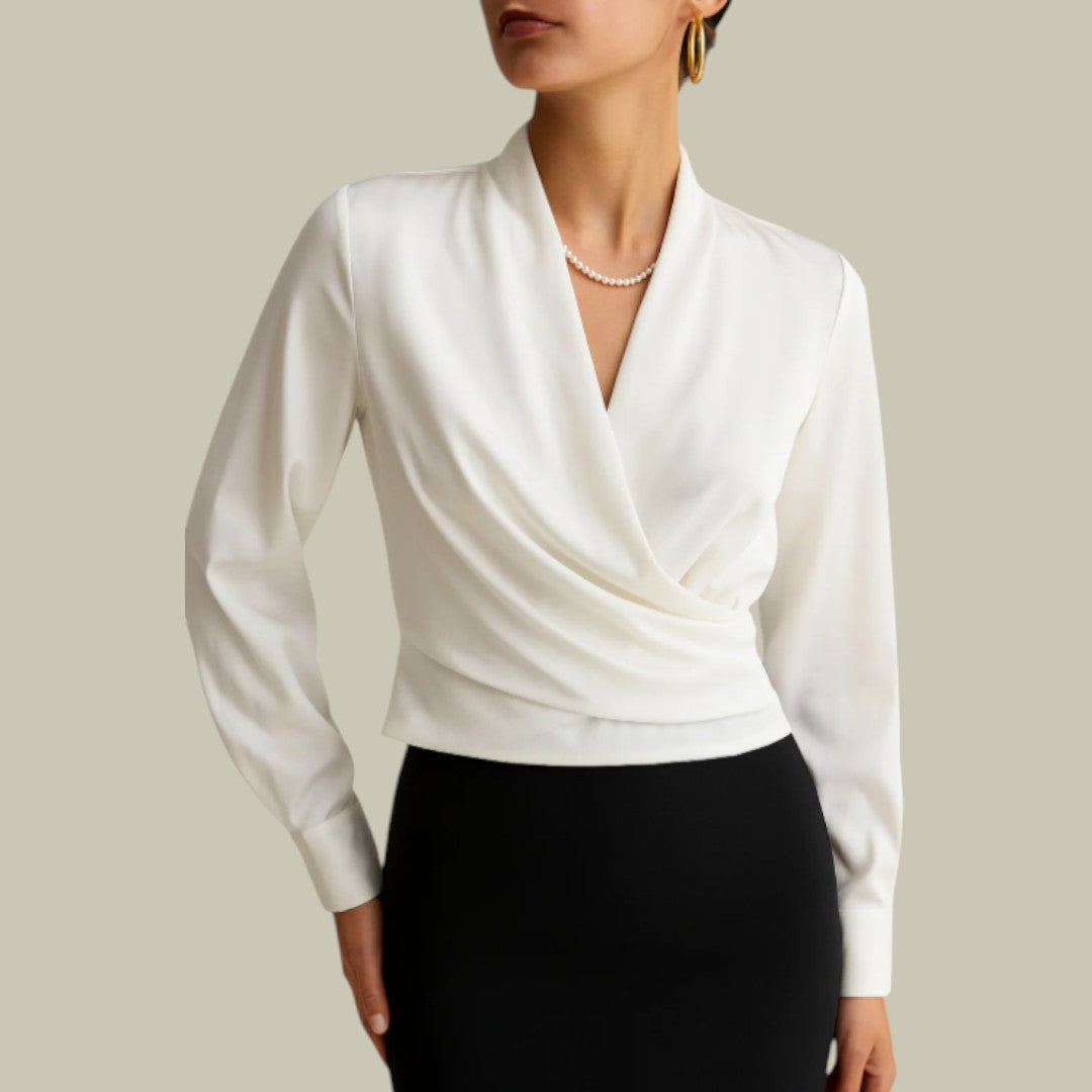 Women's V-Neck Wrap Blouse | Tailored Elegant Top